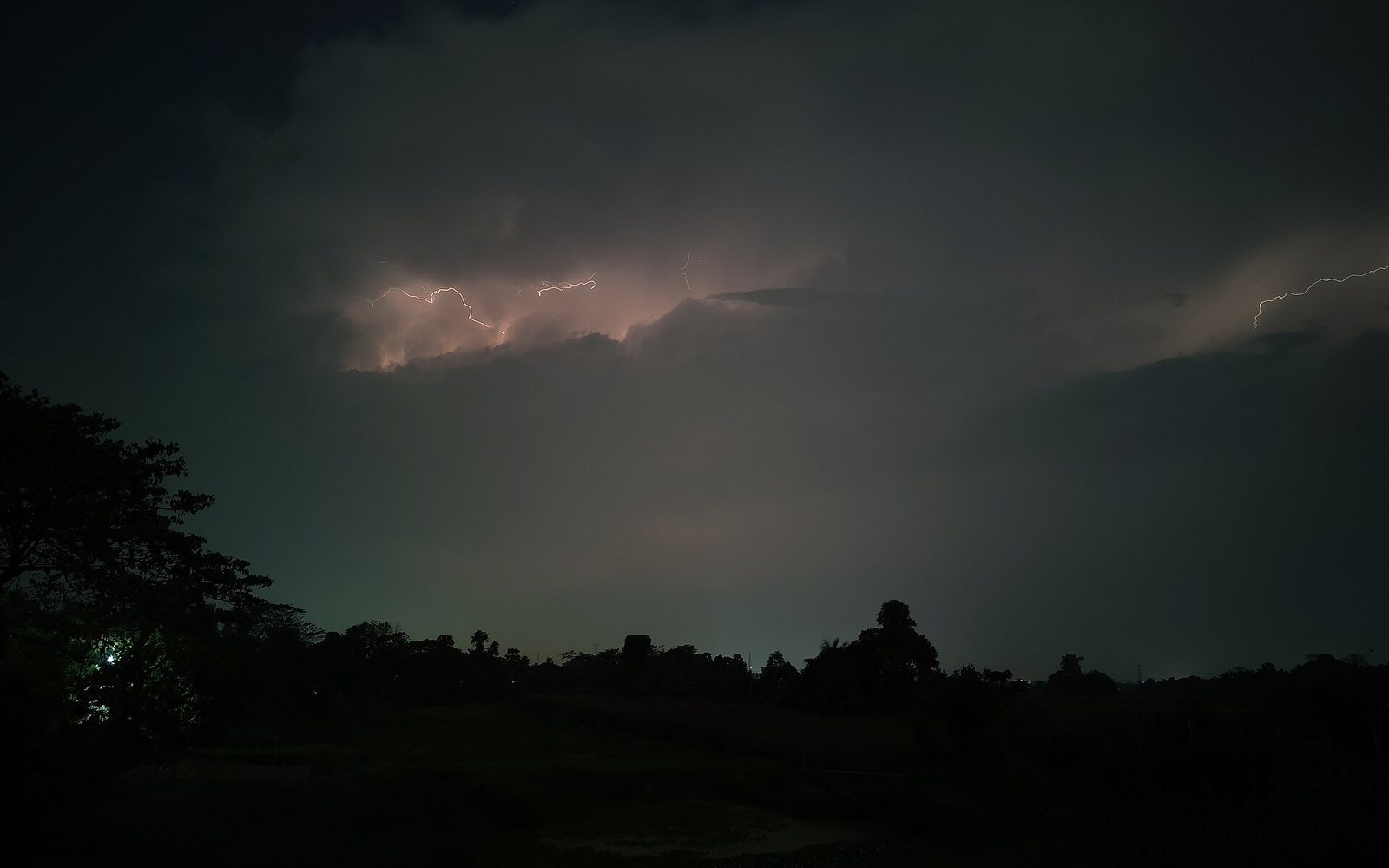 Lightning in a night thunderstorm